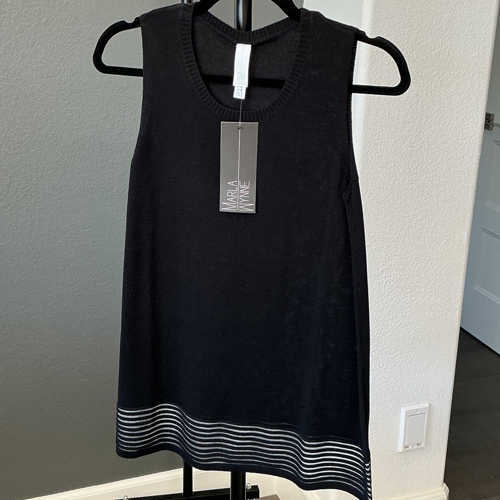 MarlaWynne Black Knit Tunic Top NWT S